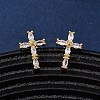 Brass Micro Pave Clear Cubic Zirconia Cross Stud Earrings EJEW-K267-41G-2