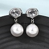 304 Stainless Steel Pave Clear Cubic Zirconia Stud Earrings SA-CBADCF0-01P-1