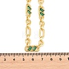 7MM Brass Pave Cubic Zirconia Figaro Chain Necklaces NJEW-D324-05G-03-2