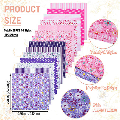 28Pcs 2 Colors Printed Cotton Fabric DIY-TA0014-86-1