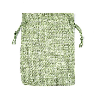 Polyester Imitation Burlap Packing Pouches Drawstring Bags X-ABAG-R005-14x10-02-1