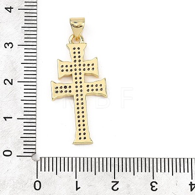 Religion Brass Micro Pave Clear Cubic Zirconia Pendants KK-B177-03G-02-1