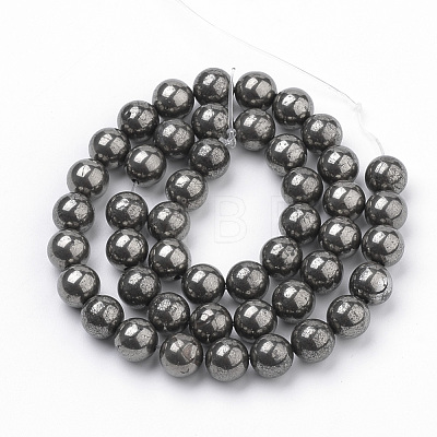 Natural Pyrite Beads Strands X-G-S249-01-8mm-1