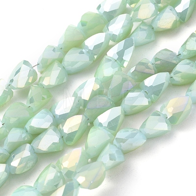 Electroplate Opaque Solid Color Glass Beads Strands EGLA-G035-B-FR06-1