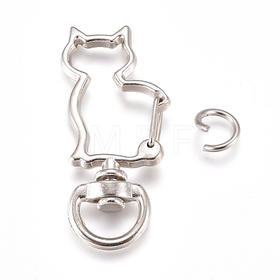 Alloy Swivel Lobster Clasps KEYC-WH0016-38P-1