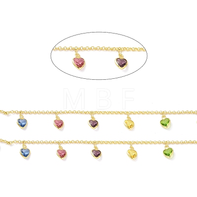 Colorful Glass Heart Charms Chains CHC-F844-08G-1