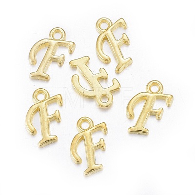 Golden Plated Alloy Letter Pendants X-PALLOY-J718-01G-F-1