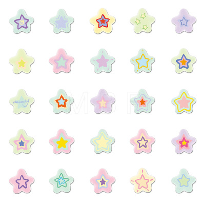 50Pcs Cute Star PVC Self-Adhesive Stickers PW-WG31145-01-1