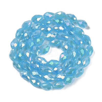 Opaque Solid Color Electroplate Glass Beads Strands EGLA-N013-J6mm-B05-1