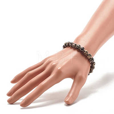 Natural Dzi Agate Stretch Bracelet BJEW-JB07696-1