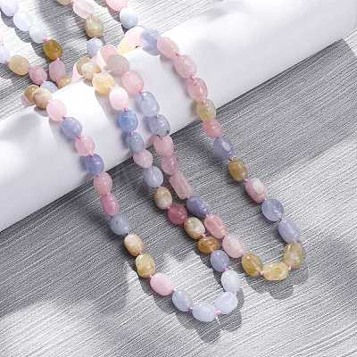 Macaron Color Natural Dyed Malaysia Jade Tumble Stone Nuggets Beaded Long Necklaces for Women NJEW-F340-A01-1