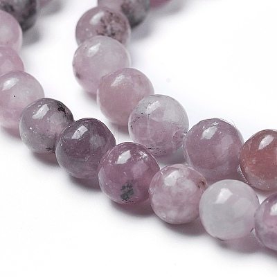 Natural Lepidolite/Purple Mica Beads Strands G-G770-04A-10mm-1