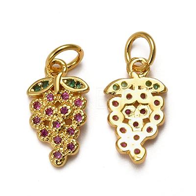 Autumn Theme Brass Micro Pave Cubic Zirconia Charms ZIRC-L093-22G-1