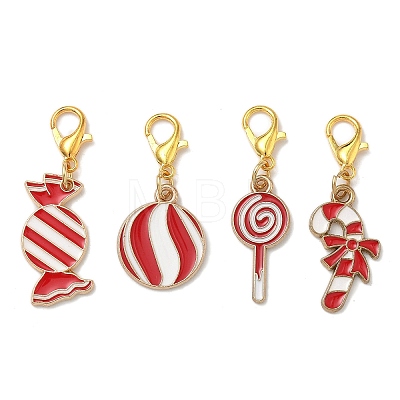 4Pcs 4 Styles Christmas Theme Alloy Enamel Pendants Decorations X-HJEW-JM04056-1