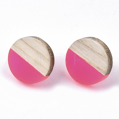 Transparent Resin & Wood Stud Earrings EJEW-N017-003A-D05-1