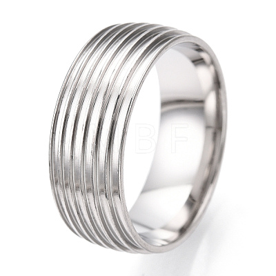 201 Stainless Steel Grooved Finger Ring Settings STAS-WH0047-06S-1