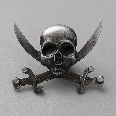 Skull Alloy Brooches AJEW-WH0270-462C-1