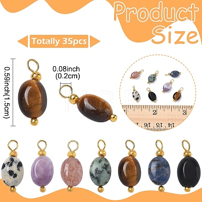 35Pcs 7 Style Natural Mixed Stone Pendants PALLOY-YW00142-1