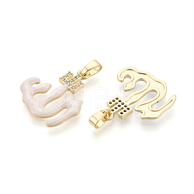 Brass Micro Pave Cubic Zirconia Enamel Pendants X-KK-L231-06G-02-1