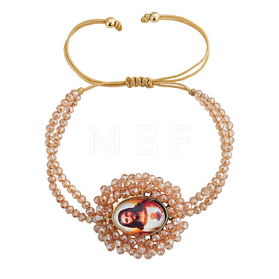 Adjustable Glass Beads Double Layers Braided Bead Bracelets DY5485-1