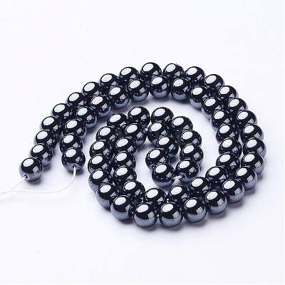 6MM Black AAA Grade Round Non-Magnetic Synthetic Hematite Beads Strands X-G-H1072-1-1
