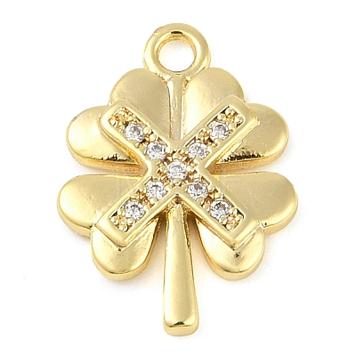 Cross Theme Real 18K Gold Plated Brass Micro Pave Clear Cubic Zirconia Pendants KK-L219-06G-01-1