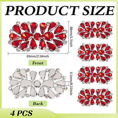 4Pcs Flower Alloy & Glass Rhinestone Applques DIY-MA0007-20B-1