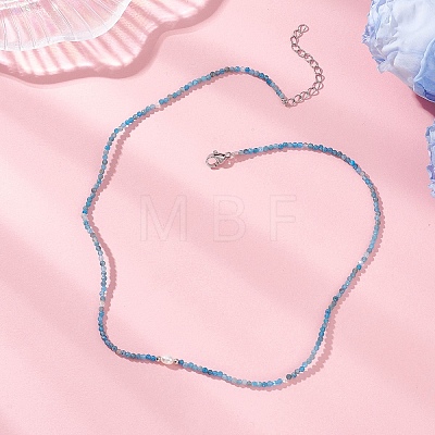 2MM Faceted Round Natural Apatite Beaded Necklaces NJEW-JN05918-02-1