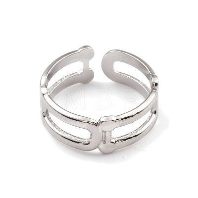 Non-Tarnish 304 Stainless Steel Hollow Out Oval Wrap Open Cuff Rings for Women RJEW-G285-51P-1