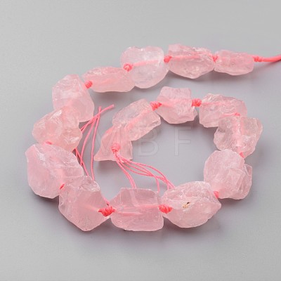 Natural Raw Rose Quartz Beads Strands G-D833-20-1
