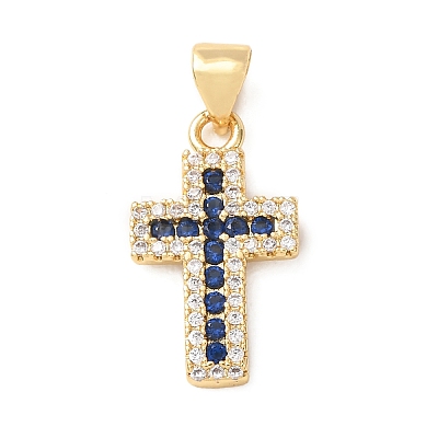 Brass Micro Pave Cubic Zirconia Pendants CU-CJC290F-01B-G-RS-1