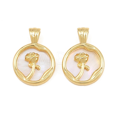 Brass with White Shell Pendants CU-CBA9482-04G-04-1
