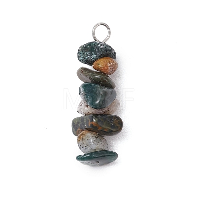 3Pcs Natural Labradorite & Moss Agate & Obsidian Chip Beaded Constellation Pendants PALLOY-JF03043-10-1