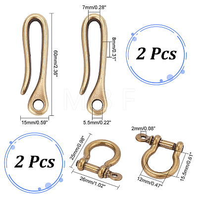   2Pcs Tibetan Style Alloy Hook Clasps and 2Pcs Shackle Clasps FIND-PH0017-22-1