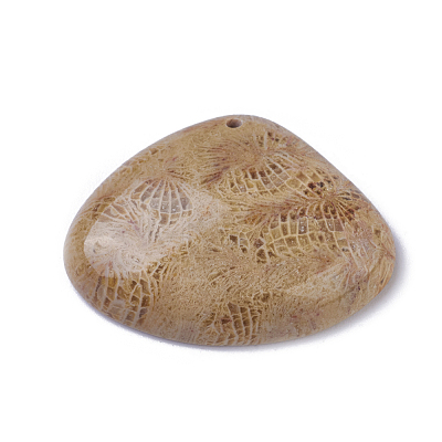 Natural Fossil Coral Pendants G-G779-02B-1