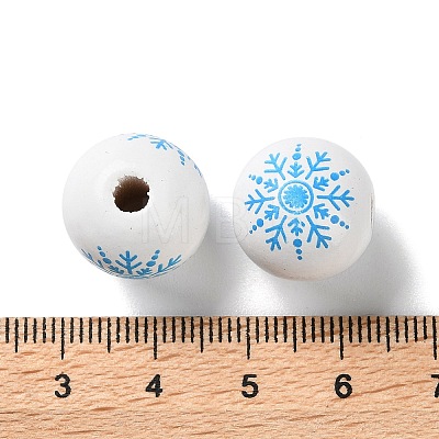 Printed Wood European Beads WOOD-Z002-08A-1