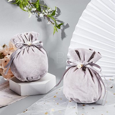  Velvet Jewelry Bags with Drawstring & Plastic Imitation Pearl TP-NB0001-20D-1