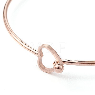 Stainless Steel Hollow Out Heart Bangle BJEW-YW0001-08RG-1