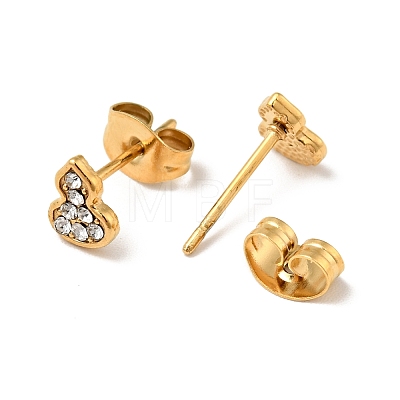 Rhinestone Gourd Stud Earrings with 316 Surgical Stainless Steel Pins EJEW-A081-04G-03-1