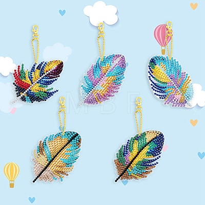 DIY Diamond Painting Feather Keychain Kits PW-WGA5AAF-01-1