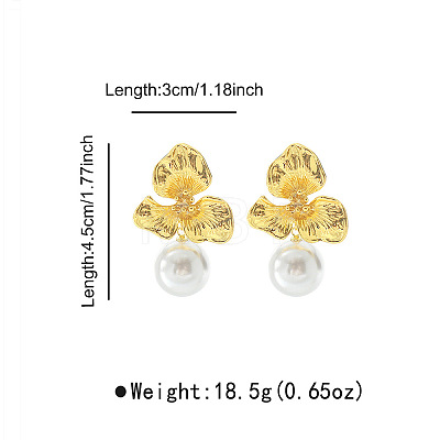Alloy & Plastic Pearl Stud Dangle Earrings WG394CA-03-1