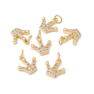 Rack Plating Brass Micro Pave Clear Cubic Zirconia Charms ZIRC-C040-34G-1