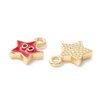 Rack Plating Eco-friendly Brass Enamel Charms KK-D073-01G-NR-1