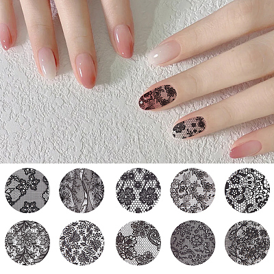 10 Rolls PET Lace Flower Nail Foils Floral Transfer Paper STIC-SP0001-18-1