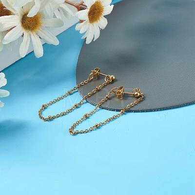 Chain Shape Dangle Stud Earring for Girl Women EJEW-JE04617-1