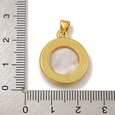 Rack Plating Brass Micro Pave Clear Cubic Zirconia Flat Round Pendants KK-U025-10G-03-1