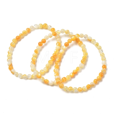 5MM Natural Yellow Shell Round Beaded Stretch Bracelets SH-CBACA76-18A-1