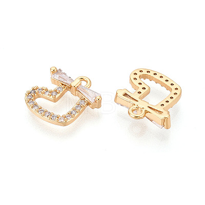 Brass Micro Pave Clear Cubic Zirconia Charms KK-N286-01G-1