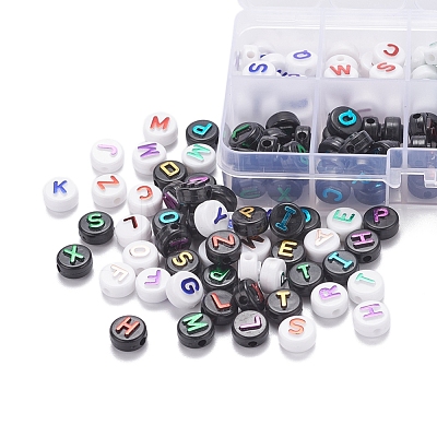 180Pcs 10 Style Opaque Black Acrylic Beads MACR-YW0001-53-1