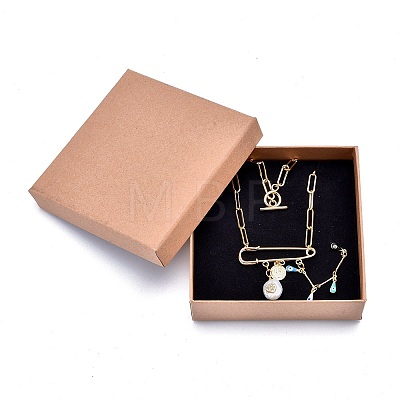Square Kraft Paper Jewelry Boxes LS-CBOX-L008-002-1